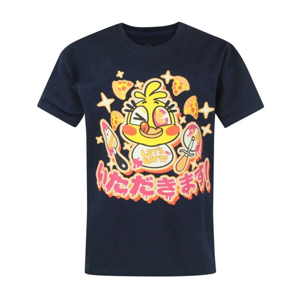 Five Nights At Freddys Official Childrens/Kids Chica Chicadakimasu T-Shirt / Nav